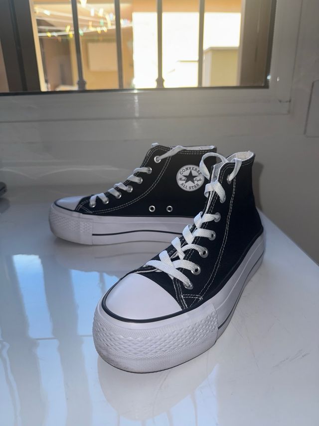 Converse Plataforma Negras Talla 38
