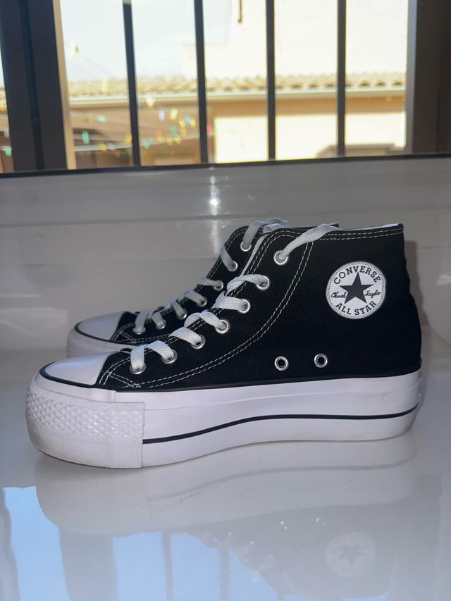 Converse Plataforma Negras Talla 38