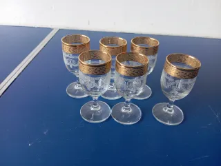 6 Bicchierini da Liquore Bordo Dorato