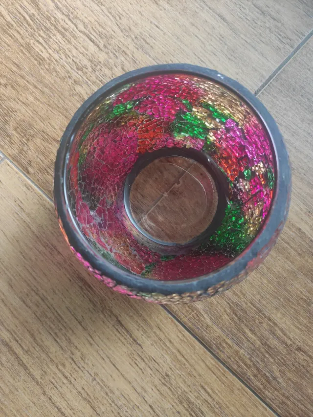 Portavelas de cristal mosaico