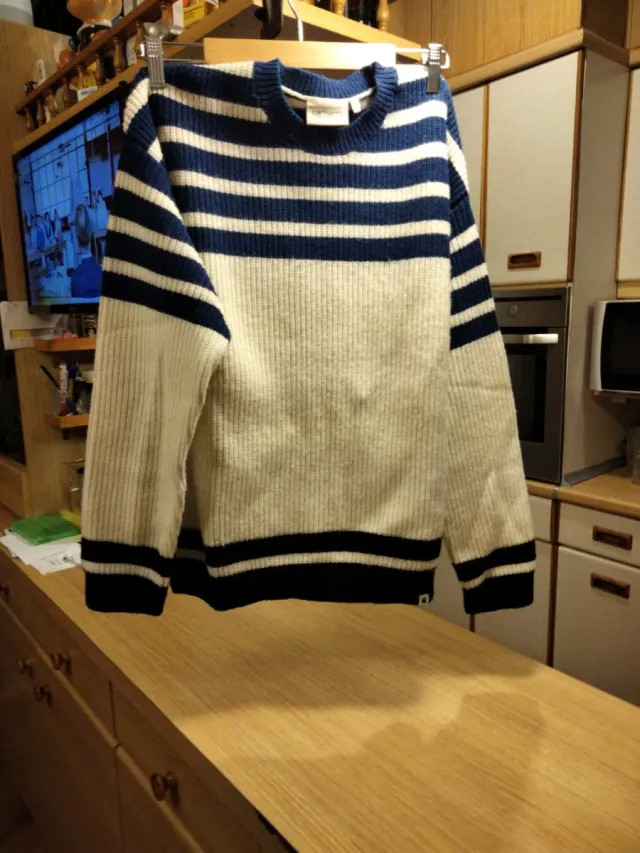 Jersey unisex rayas azul marino y crema