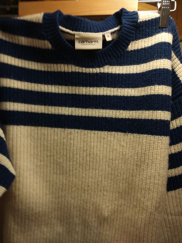 Jersey unisex rayas azul marino y crema