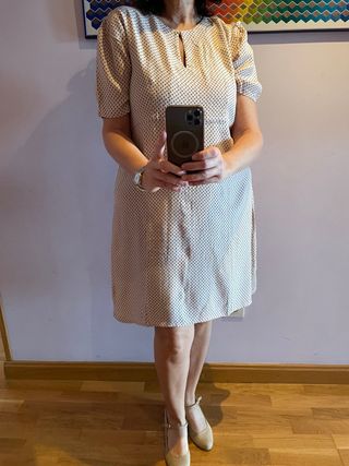 Vestido H&M lunares beige talla L