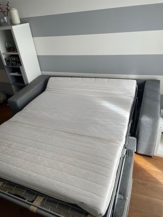 Divano-letto 3 posti grigio tessuto