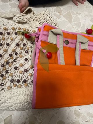 Bolsos vintage beige y naranja