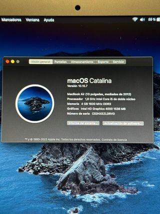 MacBook Air 13" 2012 ¡BATERÍA NUEVA! 250GB SSD