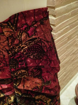 Maxigonna lunga fantasia rossa e marrone