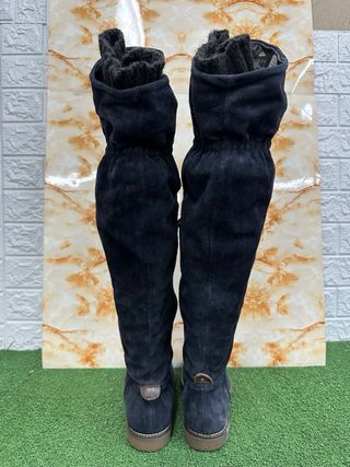 Stivali alti neri in camoscio