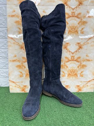 Stivali alti neri in camoscio