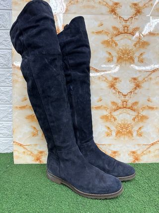 Stivali alti neri in camoscio