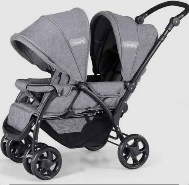 Cochecito Gemelar Babyjoy Gris