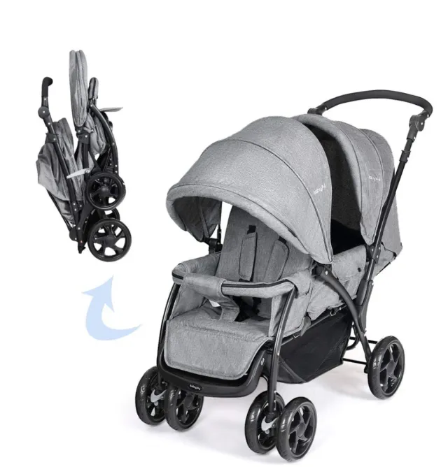 Cochecito Gemelar Babyjoy Gris