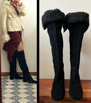 Botas altas Zara ante y borreguito T.37.5