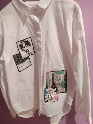 Blusa blanca con estampados
