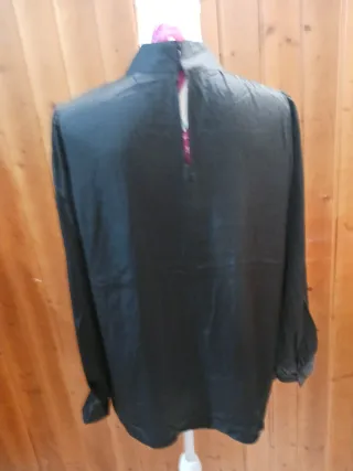 Camisa Massimo Dutti Negra Manga Larga Mujer
