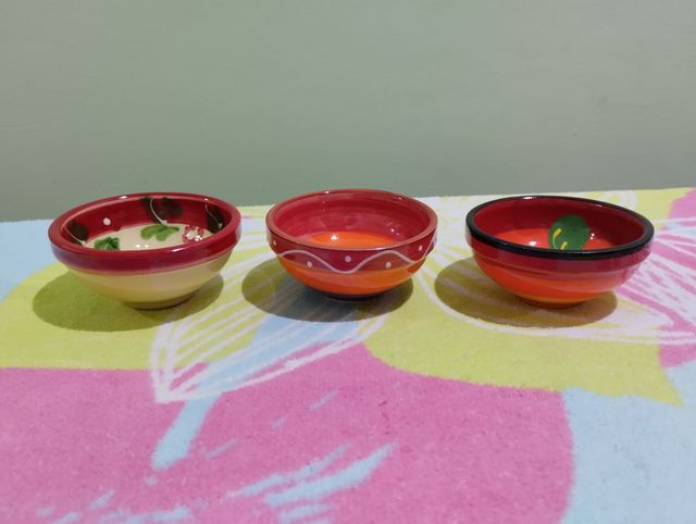 3 cuencos decorativos de cerámica