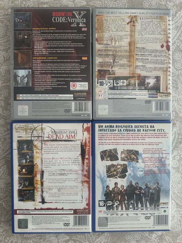 Pack 4 Juegos Resident Evil PS2