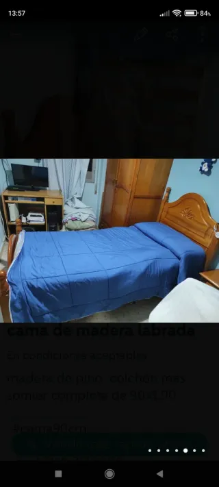 Cama de madera labrada pino
