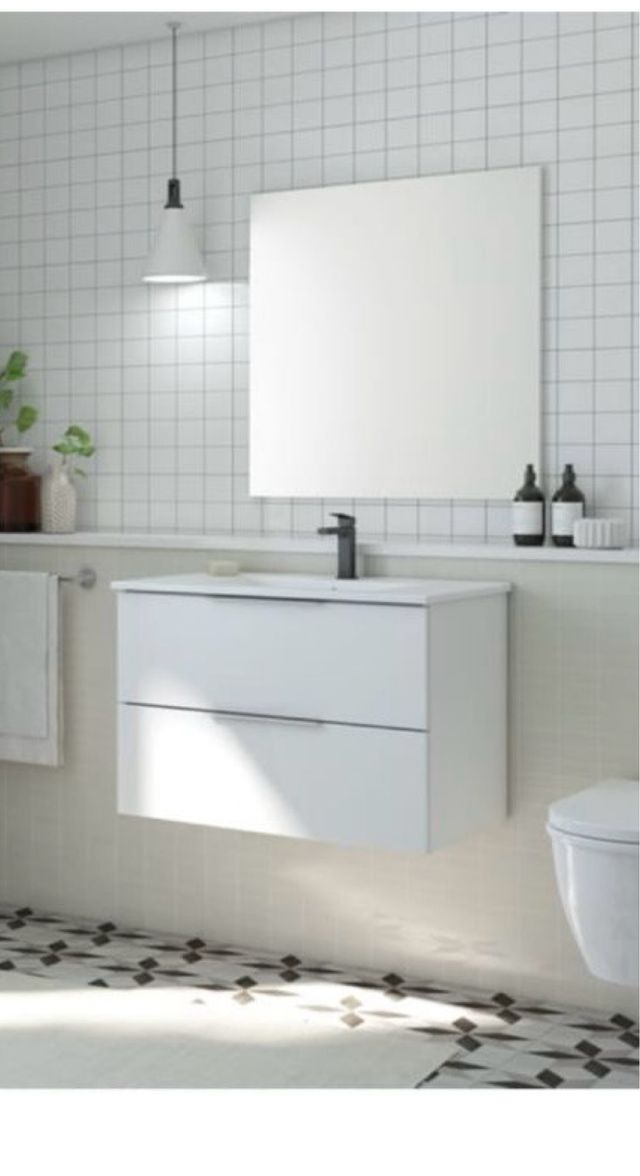 Mueble de baño blanco 80x45 con lavabo