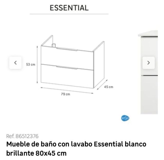Mueble de baño blanco 80x45 con lavabo