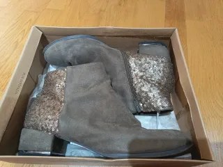 Botines mujer ante con lentejuelas