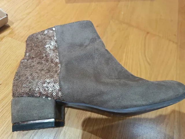 Botines mujer ante con lentejuelas