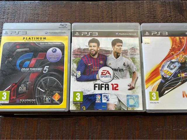 Lote 3 Juegos PS3: Gran Turismo 5, FIFA 12, moto