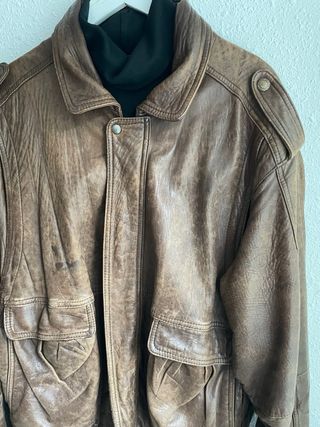 Chaqueta vintage cuero marrón años 80