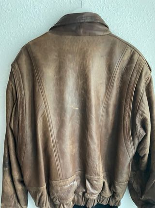 Chaqueta vintage cuero marrón años 80
