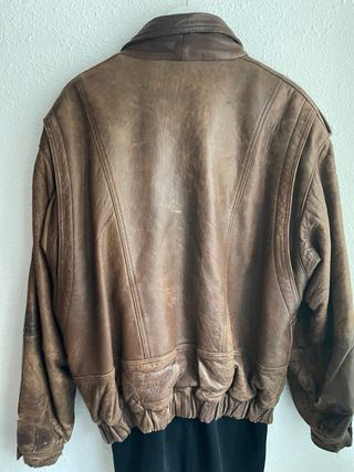 Chaqueta vintage cuero marrón años 80