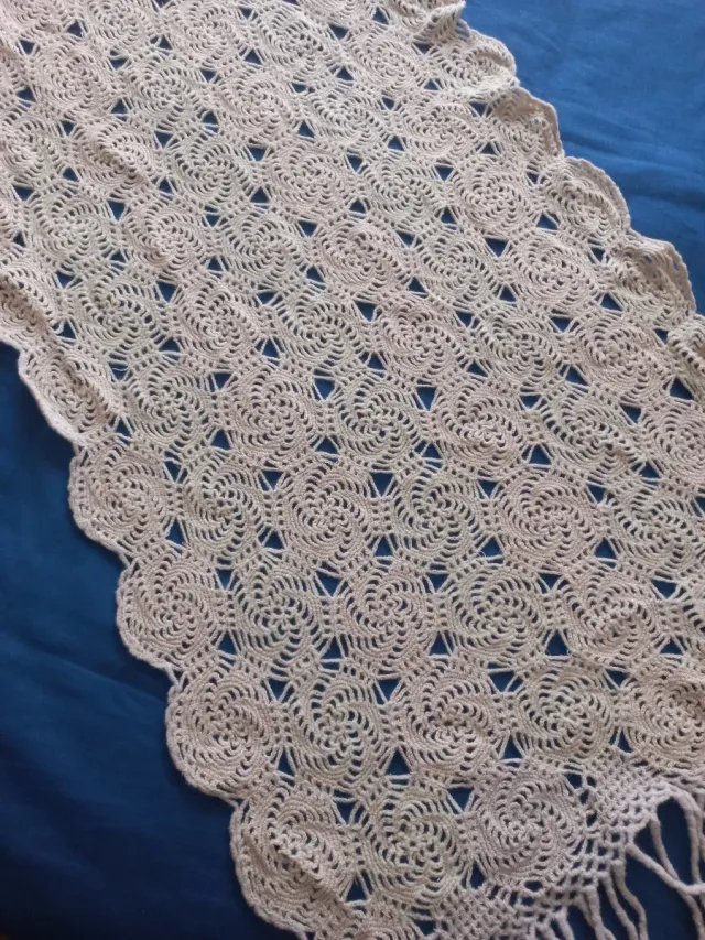 Sciarpa VINTAGE beige con frange