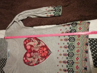 Jersey Desigual Gris Corazón Bordado