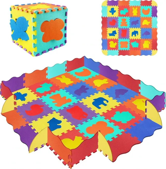 Alfombra Puzzle Bebé con Valla 145x145cm