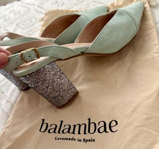 Zapatos Balambae Tacon Glitter Verde