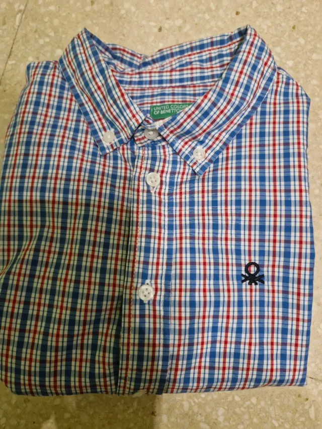 Camisa Benetton cuadros niño Talla 10-11 (150cms)