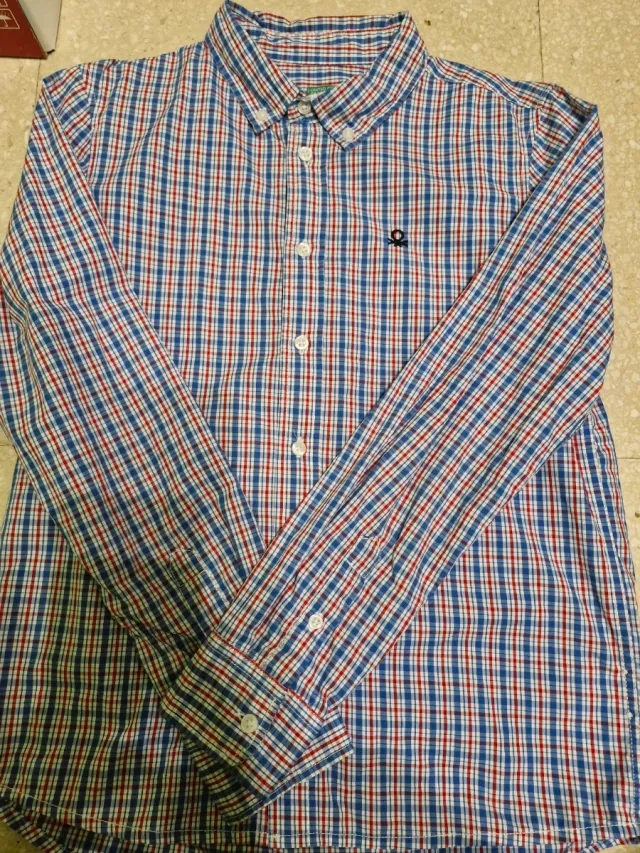 Camisa Benetton cuadros niño Talla 10-11 (150cms)