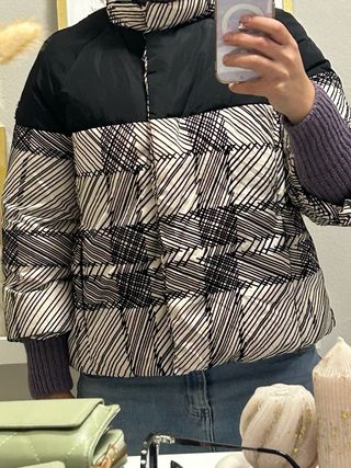 Giacca piumino donna fantasia bianco/nero