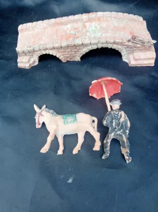 Belén Oliver, Cura con ponte, pastore con capre 7 cm