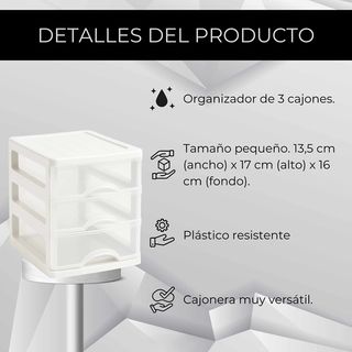 2 Cajoneras de Plástico 3 Niveles Turia Blancas