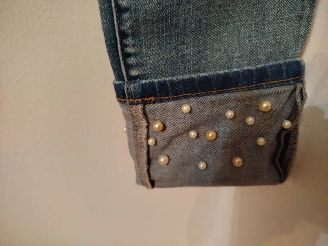 Pantalón vaquero mujer con perlas