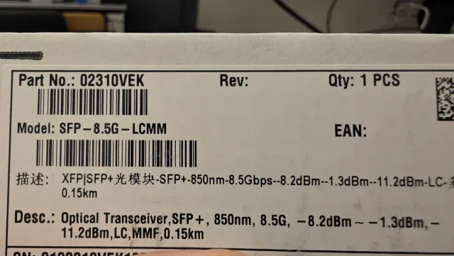 5x SFP+ LCMM 8.5G Fibre Channel