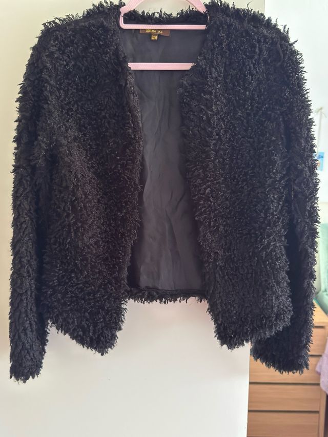 Chaqueta fiesta negra pelo sintético Talla S
