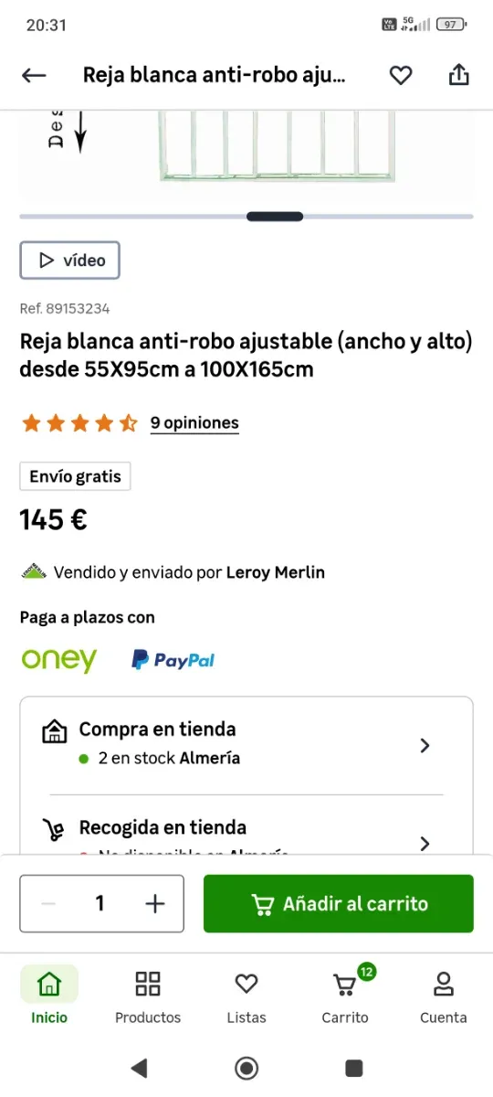 Reja blanca ajustable 55-100cm x 95-165cm