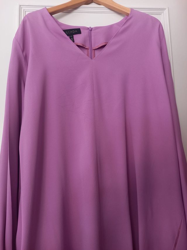 Vestido Escada Fucsia Manga Larga Talla 40