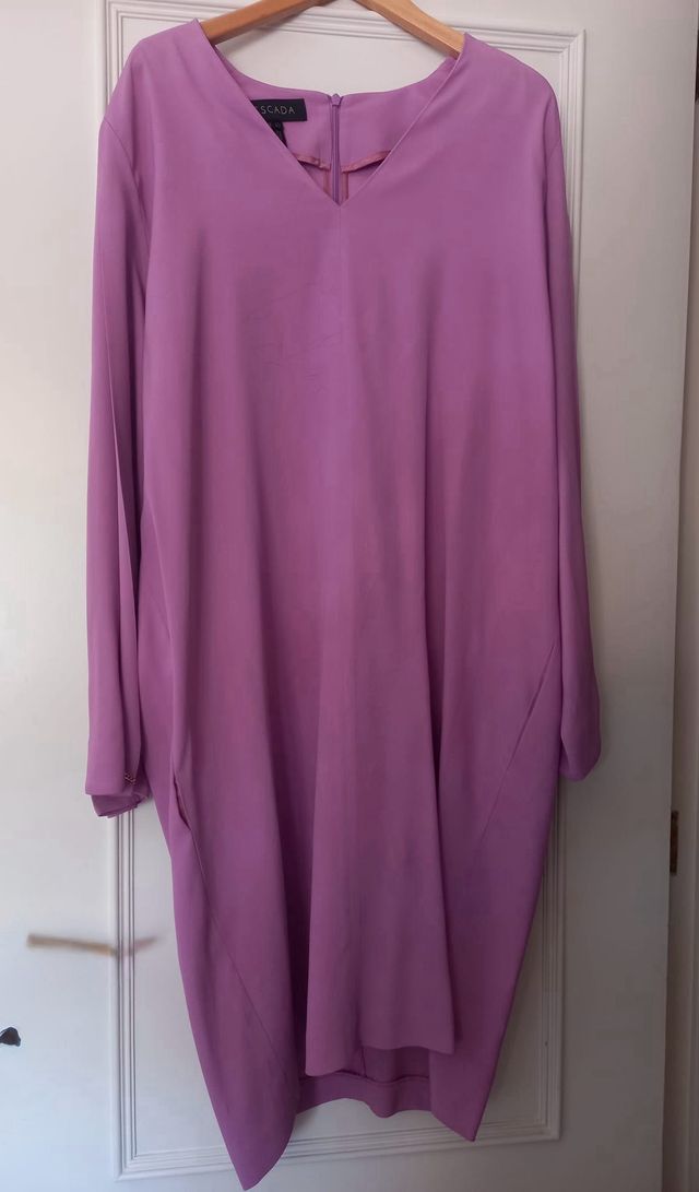 Vestido Escada Fucsia Manga Larga Talla 40
