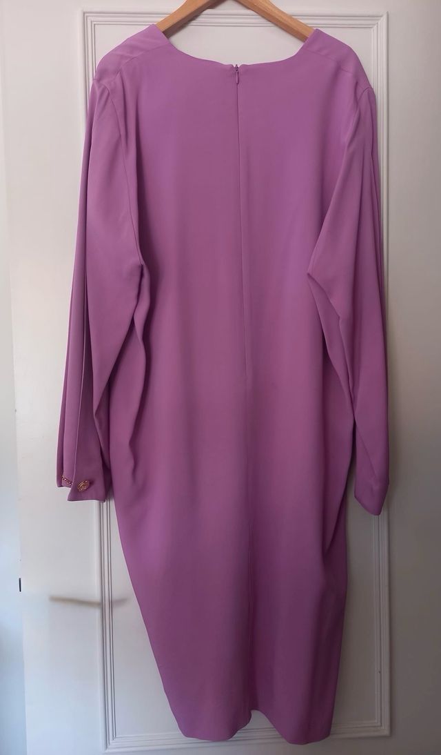 Vestido Escada Fucsia Manga Larga Talla 40