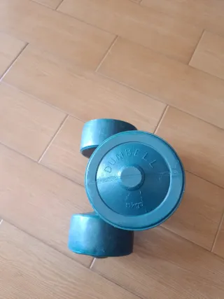 Mancuernas verdes (par) 5 kilos cada una.