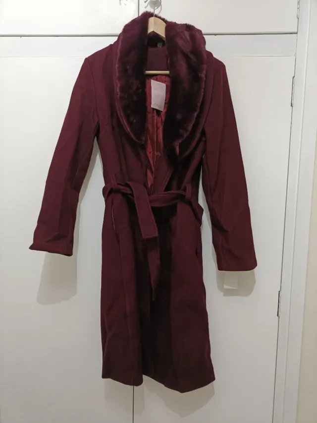 Abrigo largo buganvilla pelo extraíble