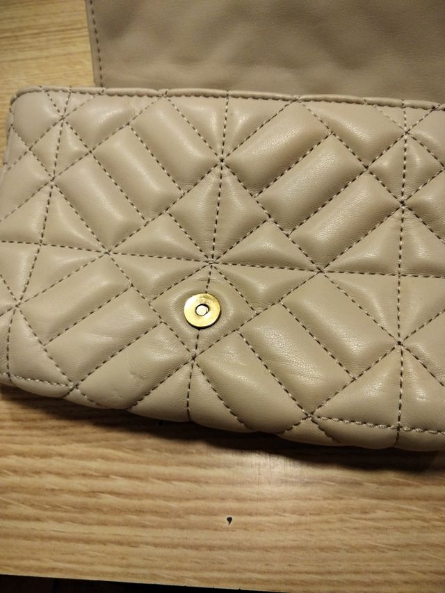 Bolso bandolera acolchado beige 24x27