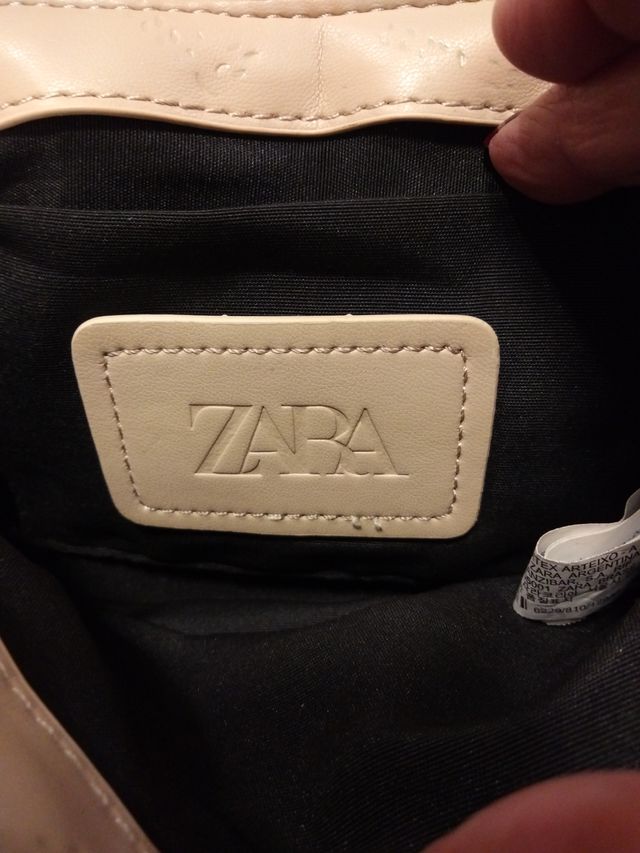 Bolso bandolera acolchado beige 24x27